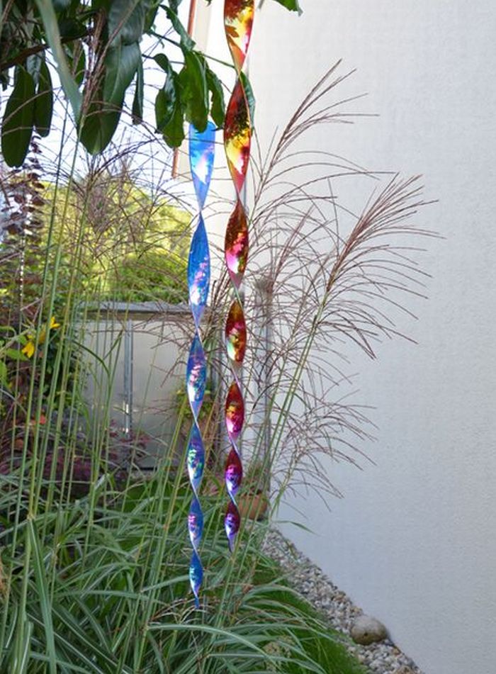 Windspiel 5 Stück irisierende farben Spirale 70 cm Wind-Chimes Twister Neu